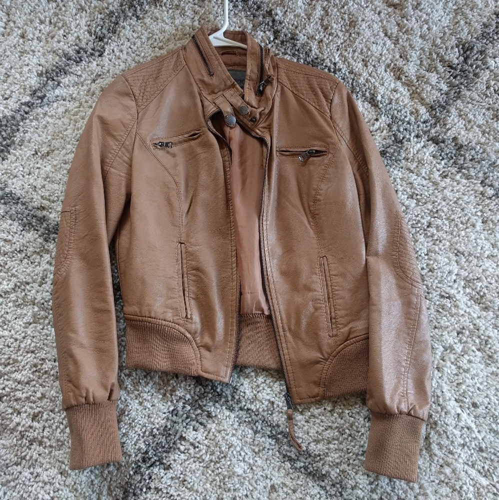 Tan, faux leather jacket